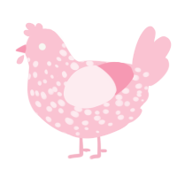 A rose chicken with a speckle pattern