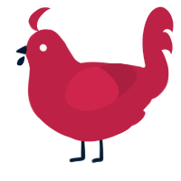A crimson chicken