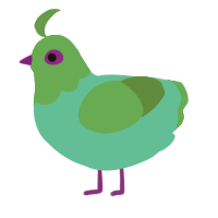 Cucumber, a turquoise and viridian chicken with a head pattern