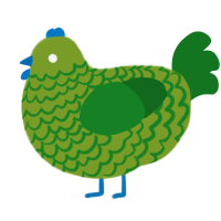 A chartreuse and leaf chicken with a lace pattern