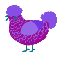 A plum and blurple chicken with a lace pattern