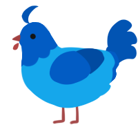 John, a sky and ultramarine chicken with a head pattern
