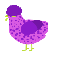 A orchid and violet chicken with a speckle pattern