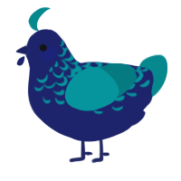 A navy and teal chicken with a half-lace pattern