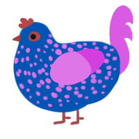 A ultramarine and orchid chicken with a speckle pattern
