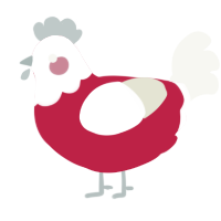 A crimson and white chicken with a head pattern