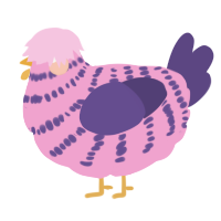 A pink and overcast chicken with a bar pattern