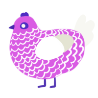 A orchid and white chicken with a lace pattern