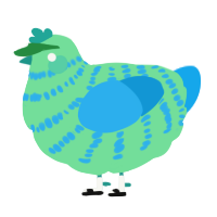 A spring and sky chicken with a bar pattern