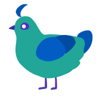 A turquoise and ultramarine chicken