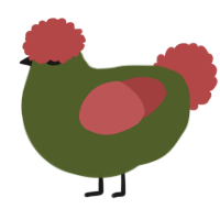 A olive and red chicken