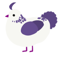 A white and overcast chicken with a neck-speckle pattern