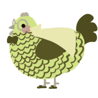 A apple and olive chicken with a lace pattern