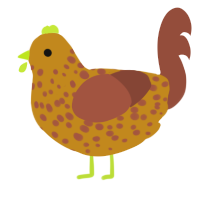 A ochre and russet chicken with a speckle pattern