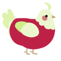 A crimson and apple chicken with a head pattern