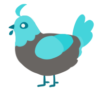 A grey and aqua chicken with a head pattern