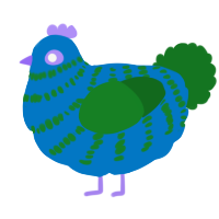 A sapphire and leaf chicken with a bar pattern