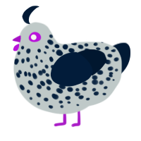 A silver and tumblr chicken with a speckle pattern