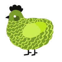 A chartreuse and lime chicken with a lace pattern