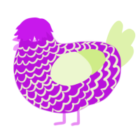 A amethyst and apple chicken with a lace pattern