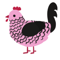 A pink and sable chicken with a lace pattern
