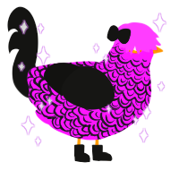 A orchid and black chicken with a double-lace pattern