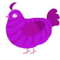 A amethyst and plum chicken with a bar pattern