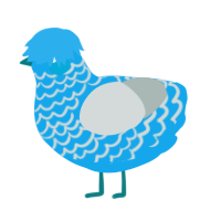Sea Foam, a sky and silver chicken with a lace pattern
