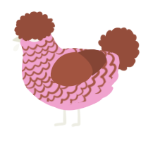 A pink and russet chicken with a lace pattern