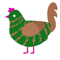 A leaf and brown chicken with a bar pattern