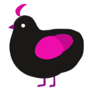 Pluble, a sable and fuchsia chicken