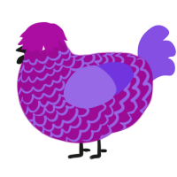 A plum and blurple chicken with a lace pattern