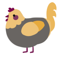 A grey and honey chicken with a head pattern