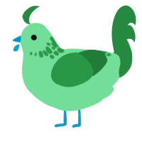 A spring and viridian chicken with a neck-speckle pattern
