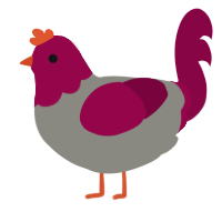 A ash and maroon chicken with a head pattern