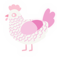 A white and pink chicken with a lace pattern