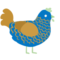 A sapphire and gold chicken with a lace pattern