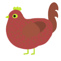 A red and russet chicken with a speckle pattern