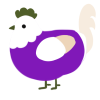 Moldy Grape, a violet and cream chicken with a head pattern