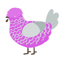 Rosette, a orchid and silver chicken with a lace pattern
