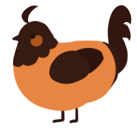 jackal anton, a vermilion and sable chicken with a head pattern