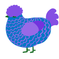 A sapphire and blurple chicken with a lace pattern
