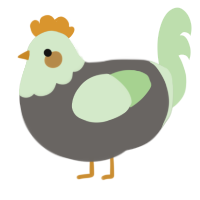 A grey and gluppy chicken with a head pattern