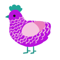 A amethyst and pink chicken with a lace pattern
