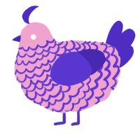 A pink and indigo chicken with a lace pattern