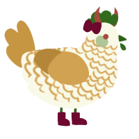 Glaçage au Beurre, a white and gold chicken with a lace pattern
