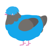 A sky and grey chicken with a head pattern