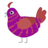 A plum and red chicken with a bar pattern