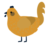 A orange and gold chicken with a speckle pattern