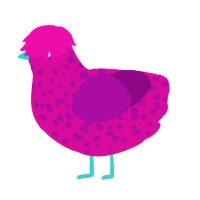 A fuchsia and plum chicken with a speckle pattern
